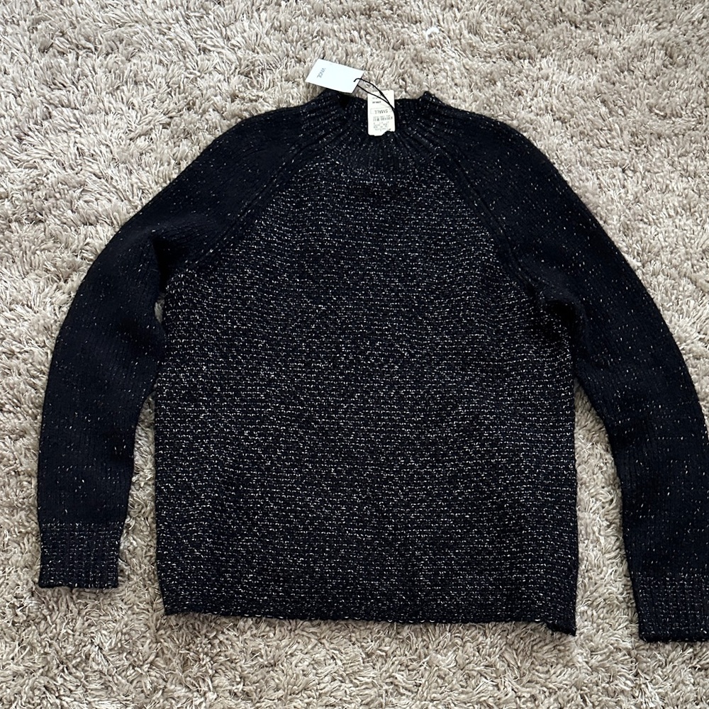 Vince Women's Black and Gray Cashmere Wool Mock Turtleneck Sweater NWT sz Small